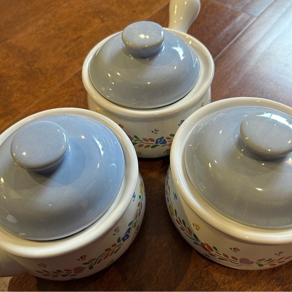 Set of 3 Vintage Cottagecore Lidded Onion Soup Bowls, New Avenues, Laurelwood, - Picture 8 of 16